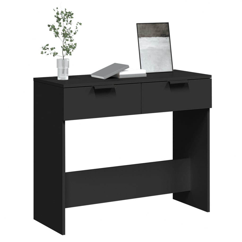 vidaXL Mesa consola 90x36x75 cm derivados de madeira preto