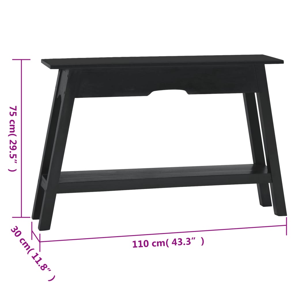 vidaXL Mesa consola 110x30x75 cm madeira de mogno maciça preto