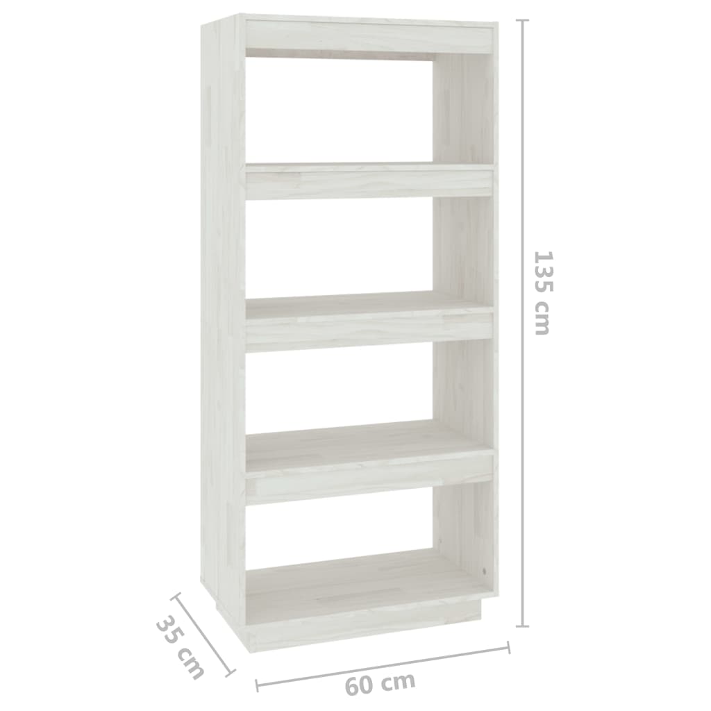 vidaXL Estante/divisória 60x35x135 cm madeira de pinho maciça branco