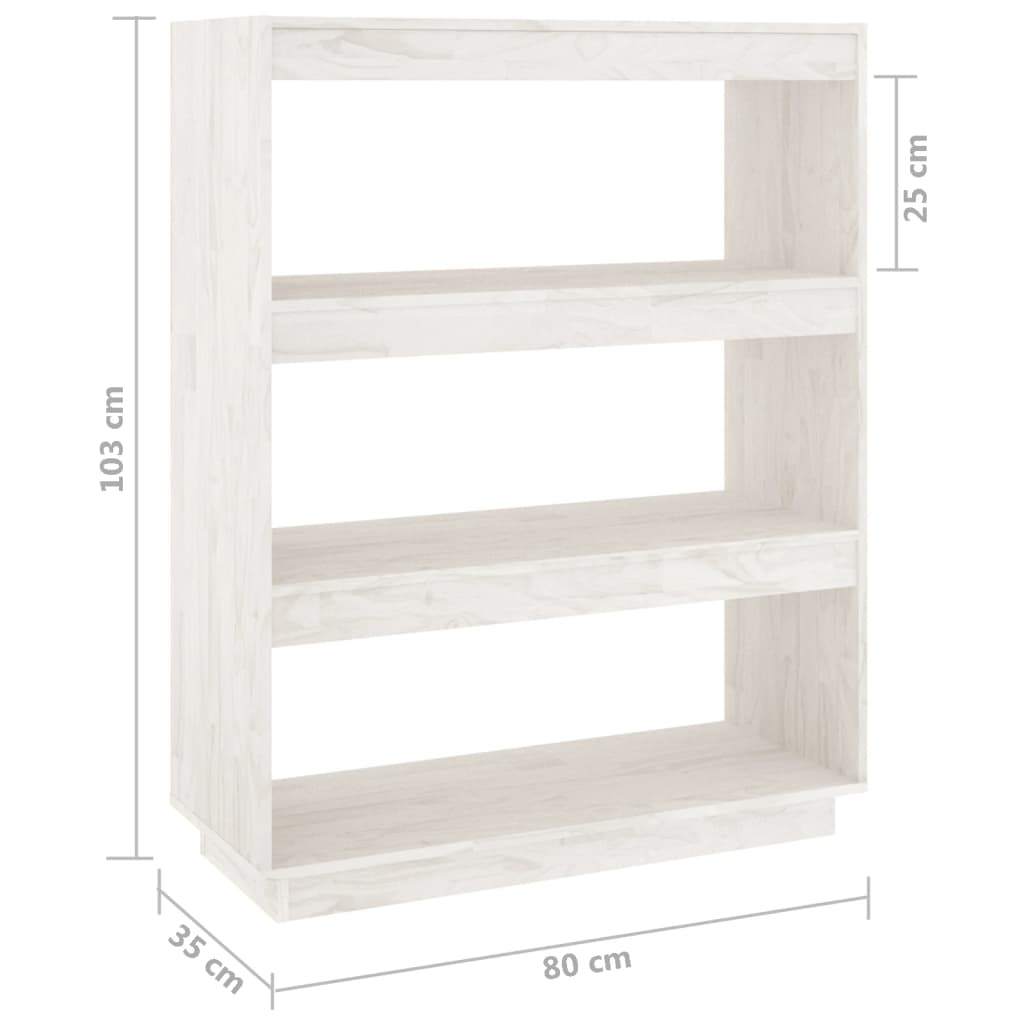 vidaXL Estante/divisória 80x35x103 cm pinho maciço branco