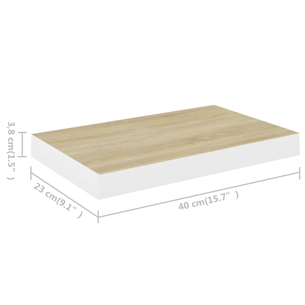 vidaXL Prateleiras de parede 4 pcs 40x23x3,8 cm MDF carvalho e branco