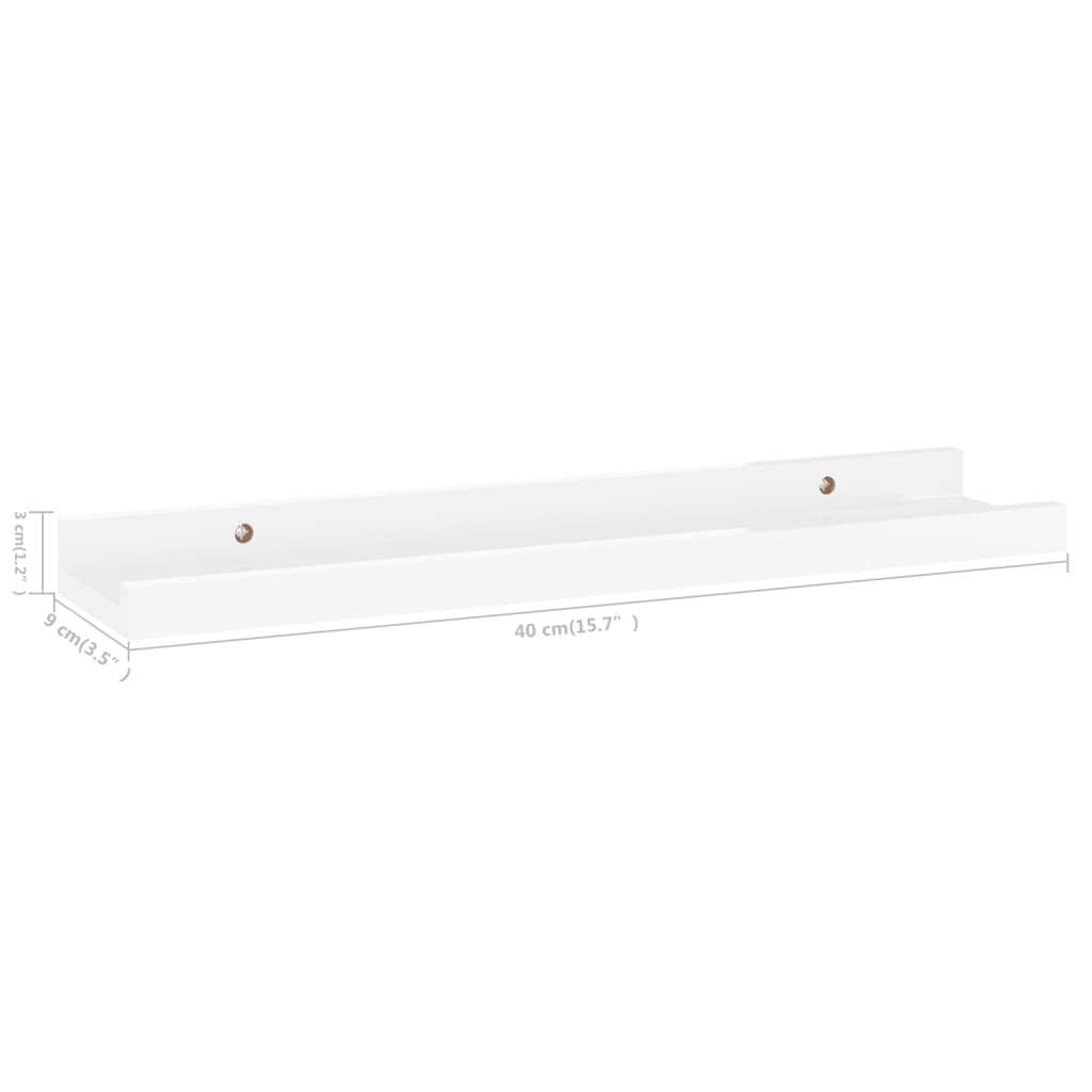 vidaXL Prateleiras de parede 2 pcs 40x9x3 cm branco brilhante