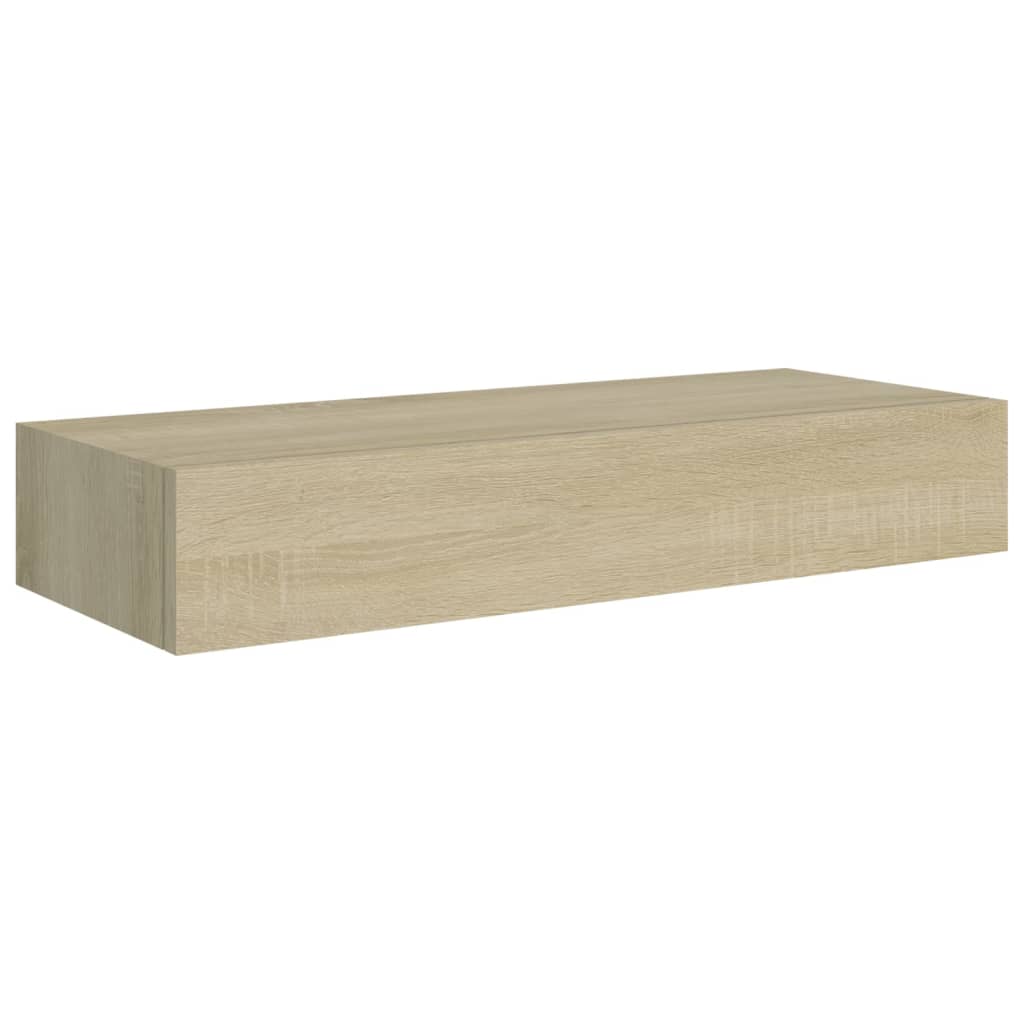 vidaXL Prateleiras parede c/ gavetas 2 pcs MDF 60x23,5x10 cm carvalho