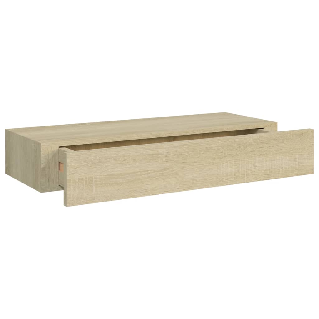 vidaXL Prateleiras parede c/ gavetas 2 pcs MDF 60x23,5x10 cm carvalho