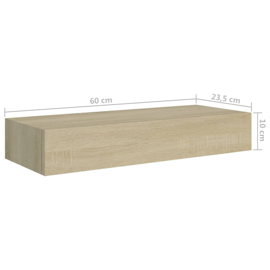 vidaXL Prateleiras parede c/ gavetas 2 pcs MDF 60x23,5x10 cm carvalho