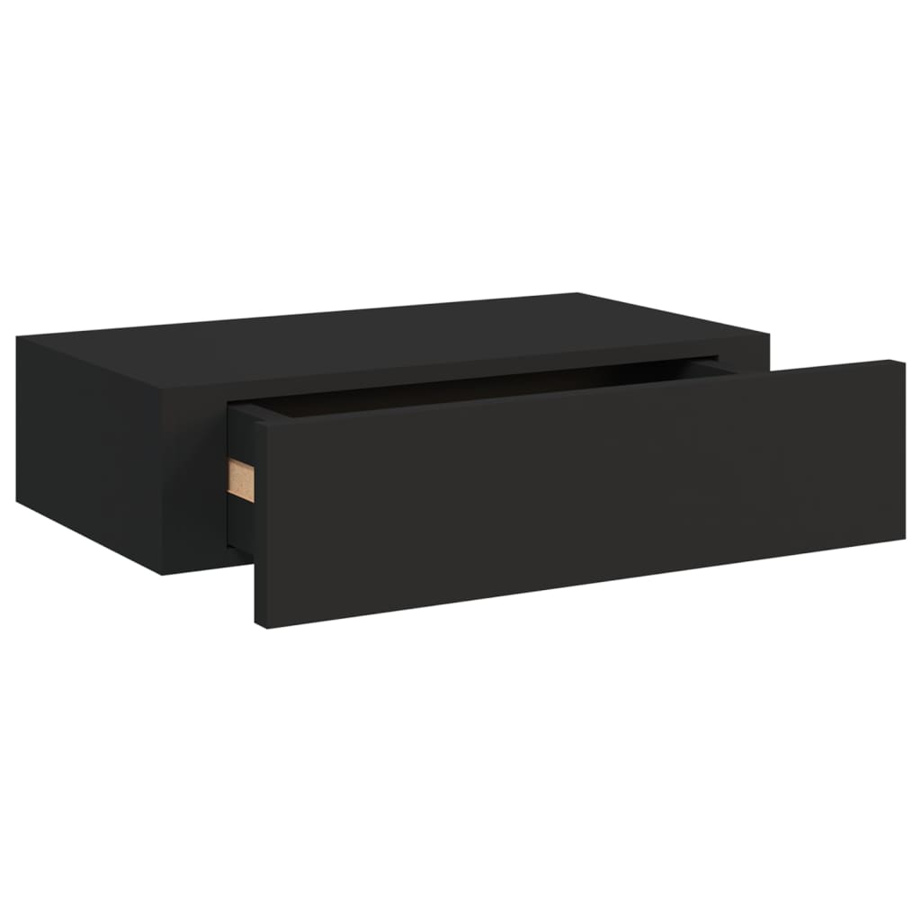 vidaXL Prateleira de parede com gaveta MDF 40x23,5x10 cm preto