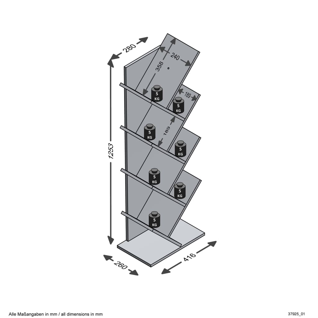 FMD Prateleira/estante vertical geométrica branco