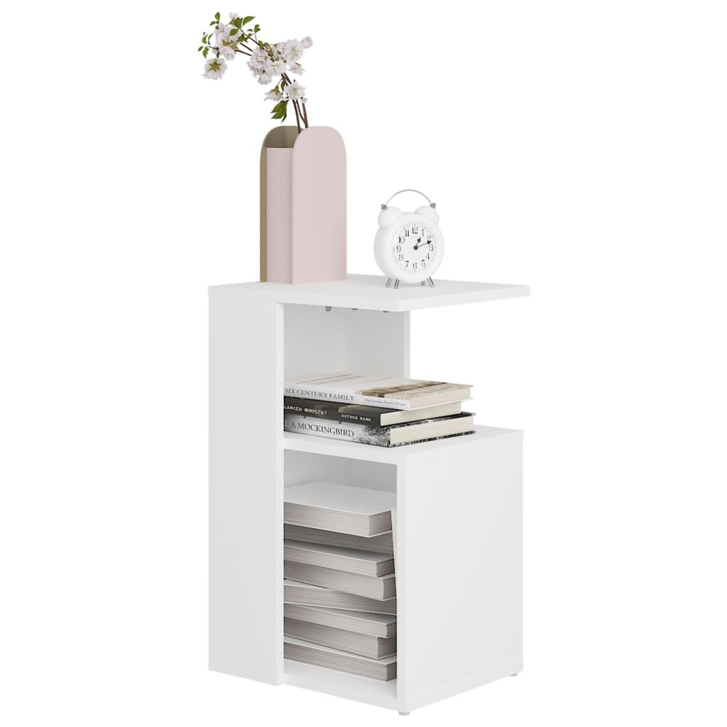 vidaXL Mesa de apoio 36x30x56 cm contraplacado branco