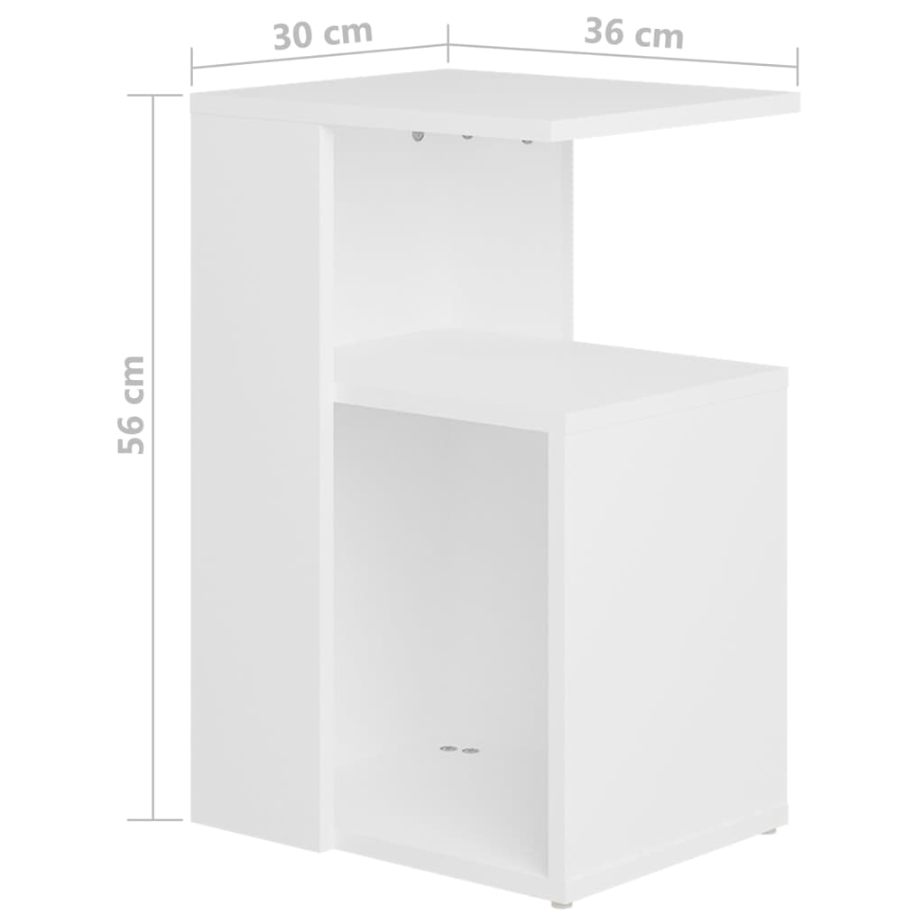 vidaXL Mesa de apoio 36x30x56 cm contraplacado branco