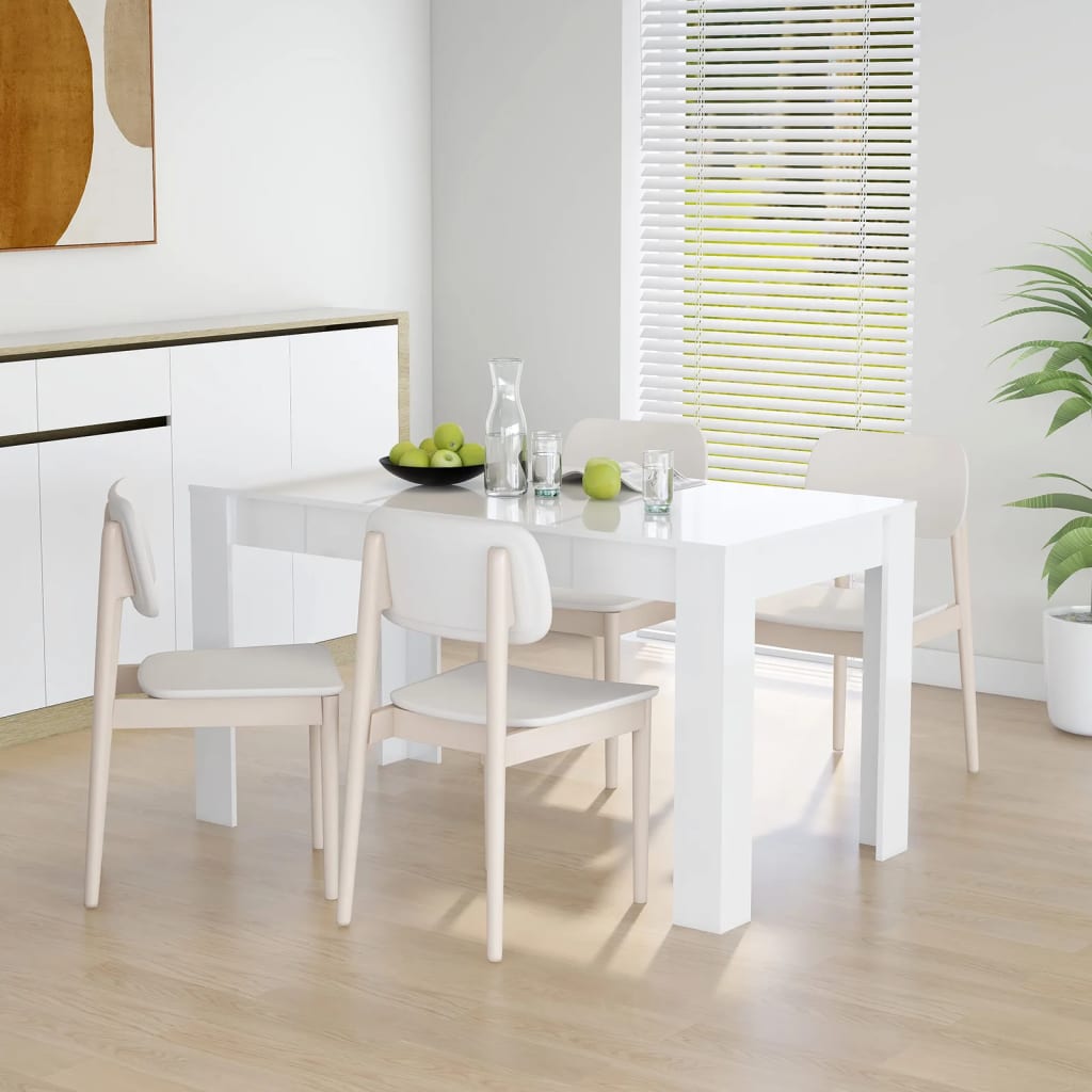 vidaXL Mesa de jantar 140x74,5x76 cm contraplacado branco brilhante