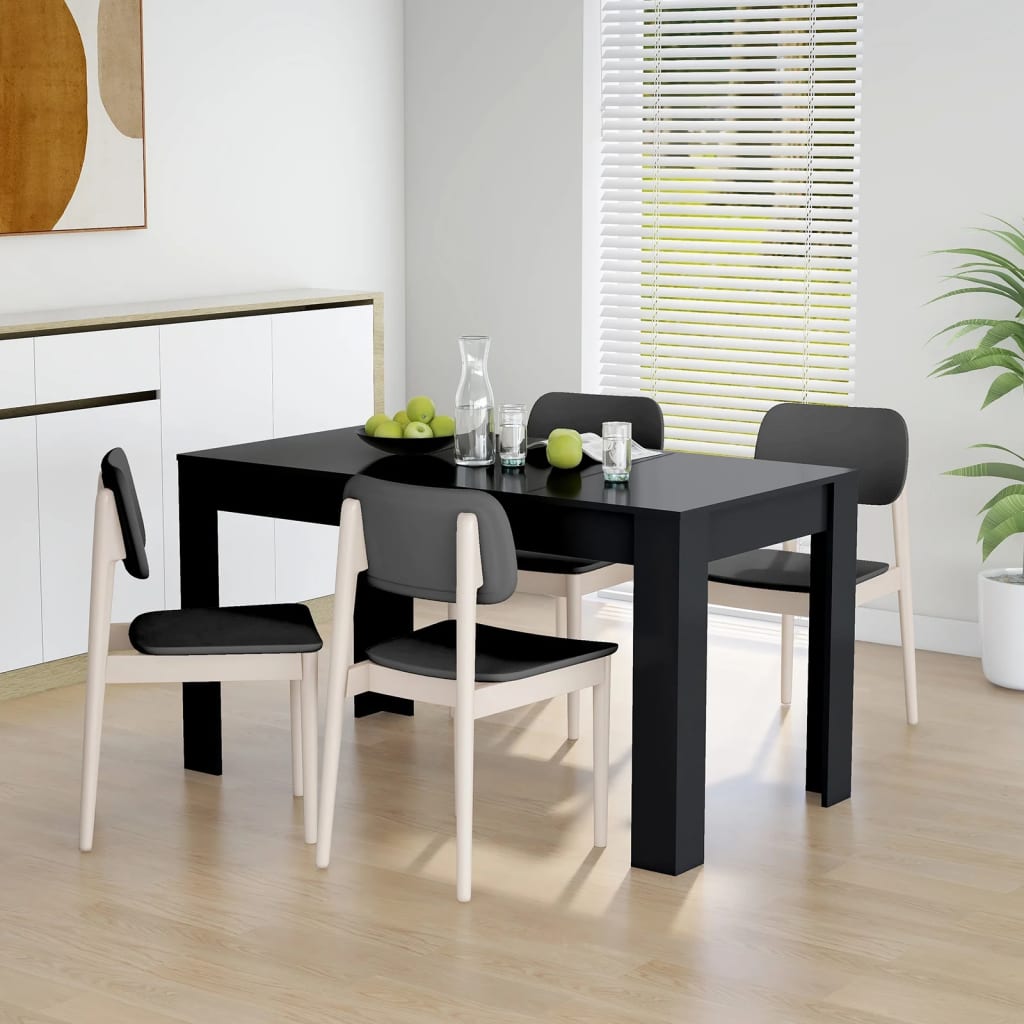 vidaXL Mesa de jantar 140x74,5x76 cm contraplacado preto