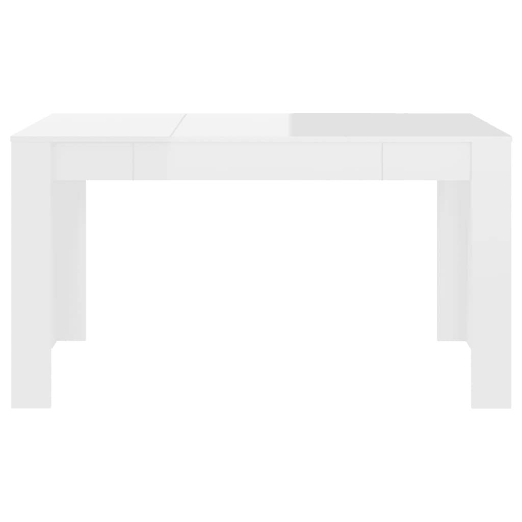 vidaXL Mesa de jantar 140x74,5x76 cm contraplacado branco brilhante