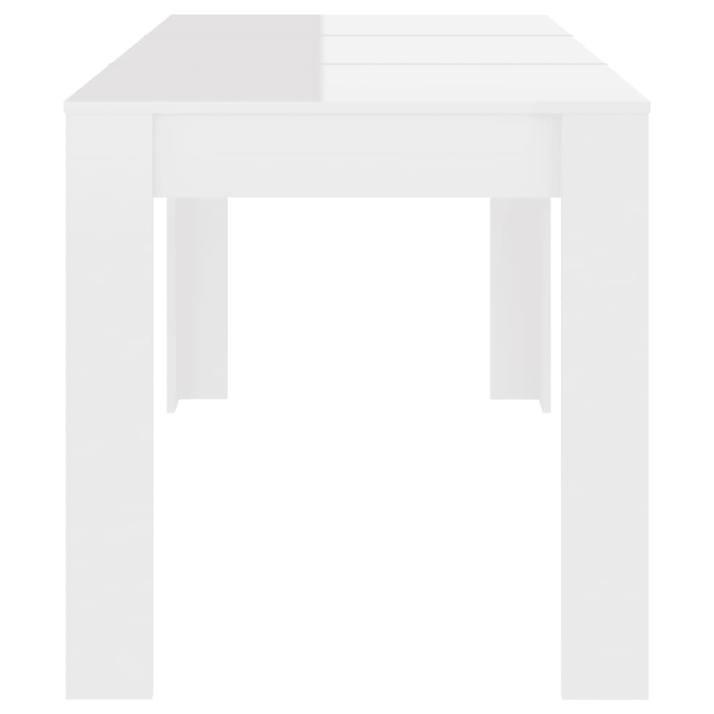 vidaXL Mesa de jantar 140x74,5x76 cm contraplacado branco brilhante