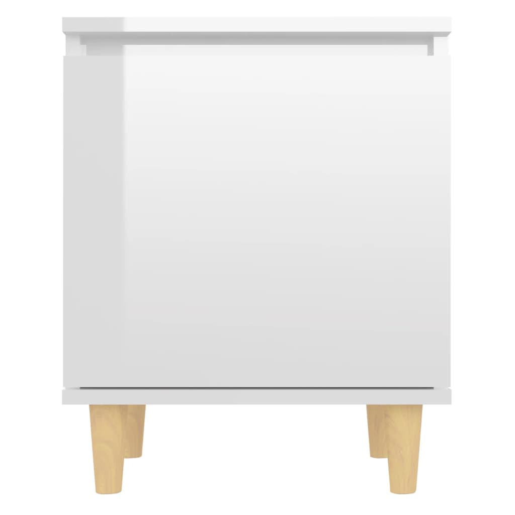 vidaXL Mesa de cabeceira c/ pernas madeira 40x30x50cm branco brilhante