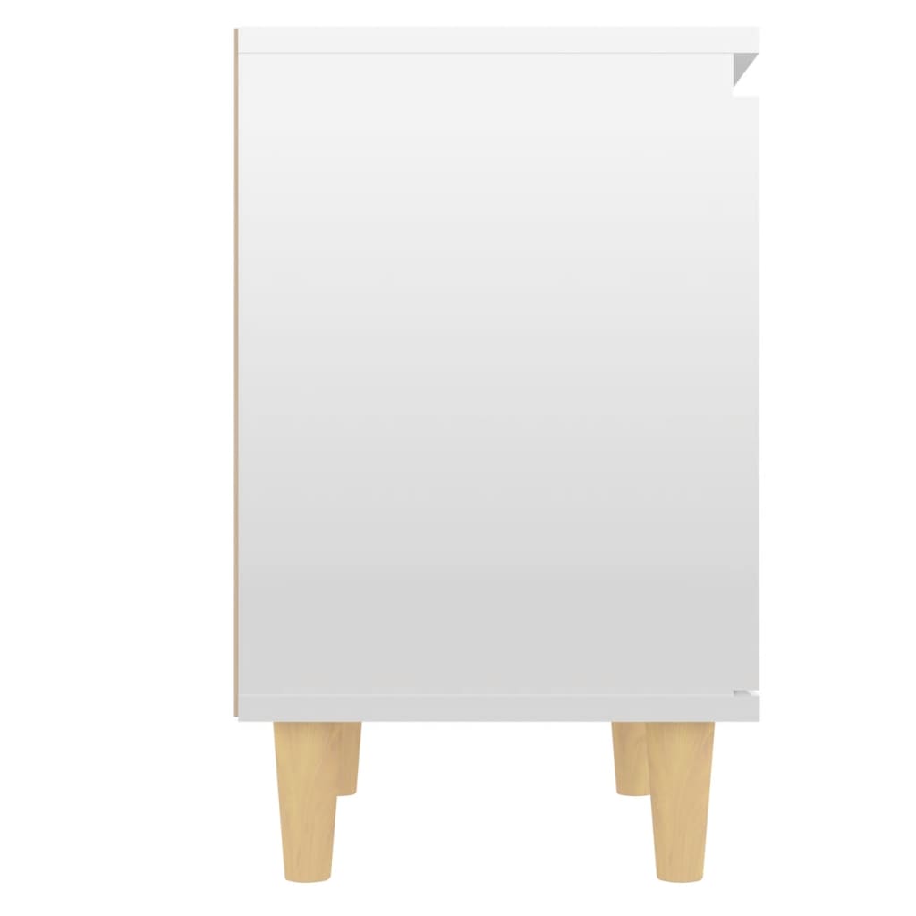 vidaXL Mesa de cabeceira c/ pernas madeira 40x30x50cm branco brilhante