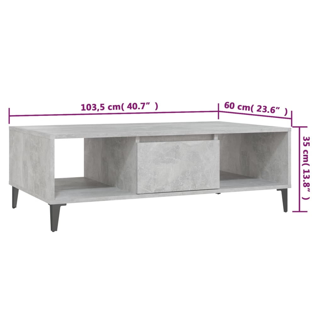 vidaXL Mesa de centro derivados de madeira cinzento cimento