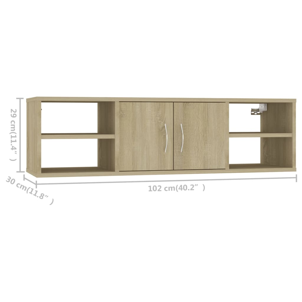 vidaXL Estante de parede 102x30x29cm derivados madeira carvalho sonoma