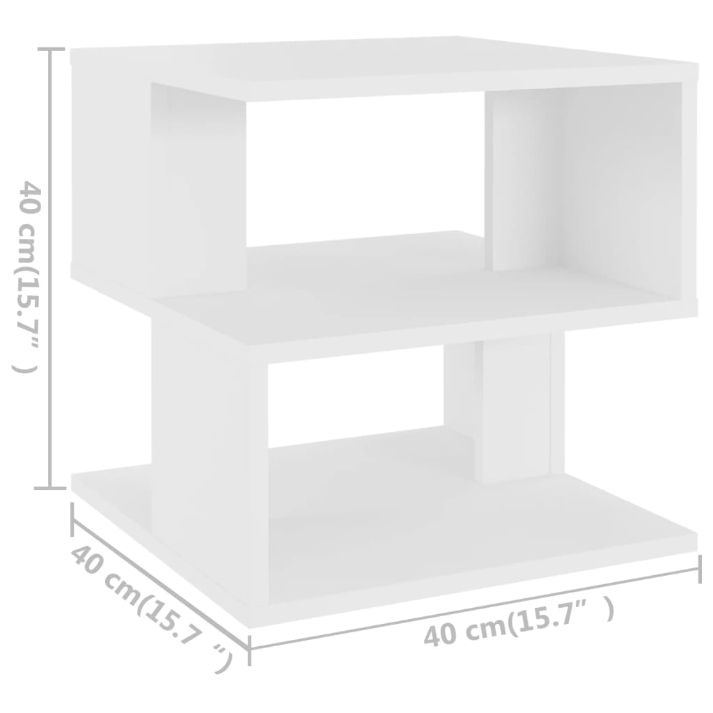 vidaXL Mesa de apoio 40x40x40 cm contraplacado branco