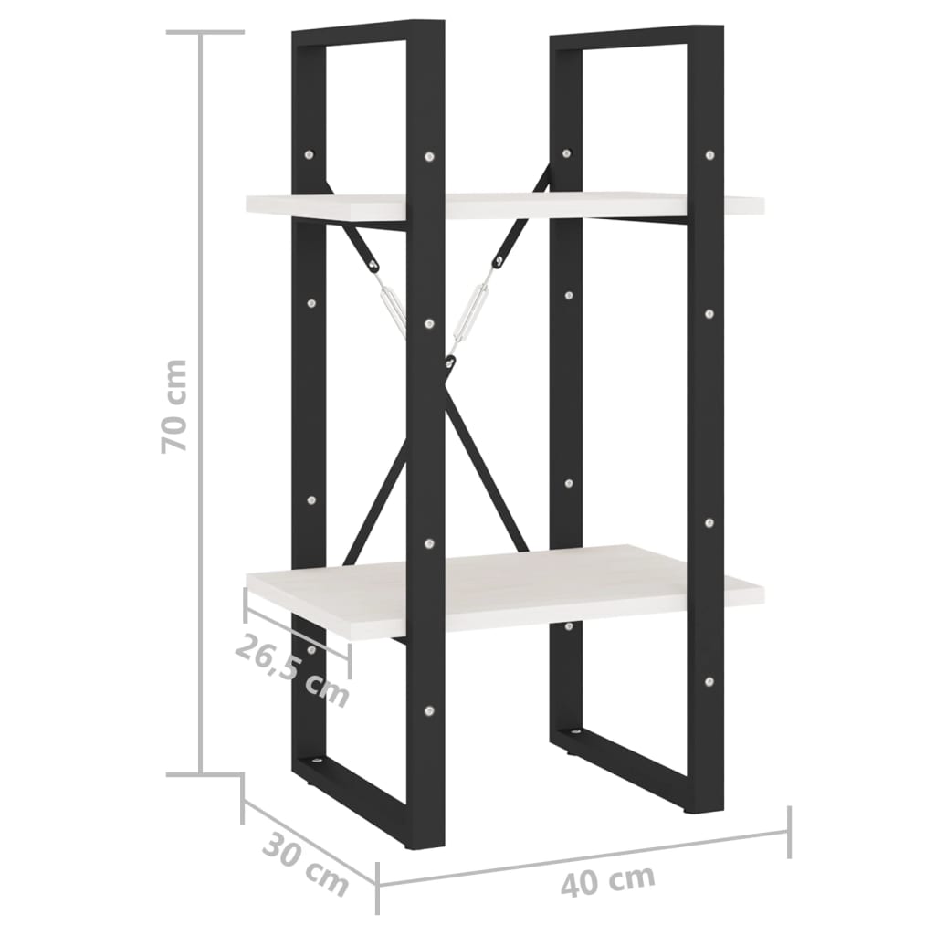 vidaXL Estante com 2 prateleiras 40x30x70 cm pinho maciço branco