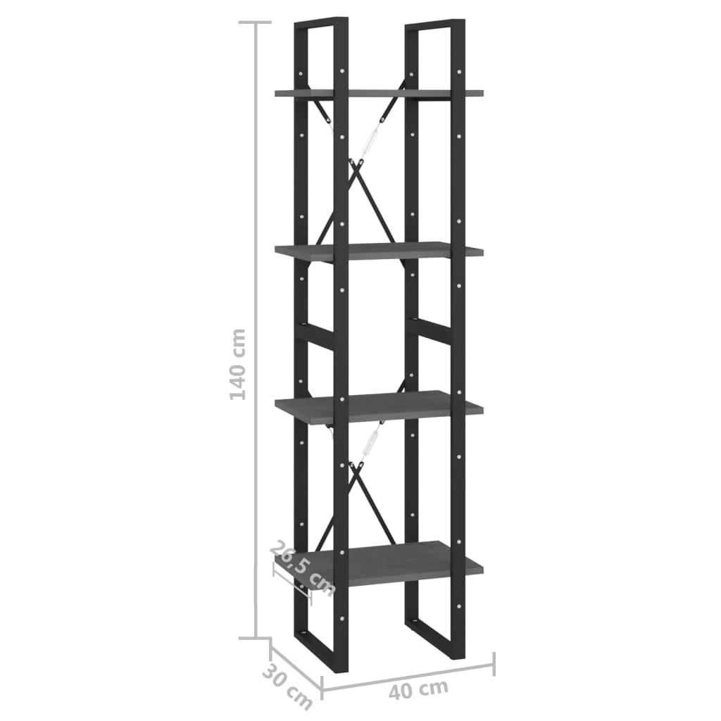 vidaXL Estante com 4 prateleiras 40x30x140 cm pinho maciço cinzento