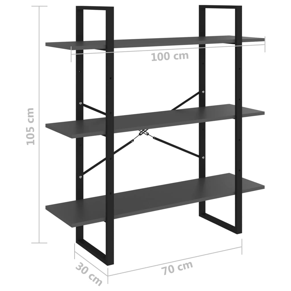 vidaXL Estante 100x30x105 cm contraplacado cinzento