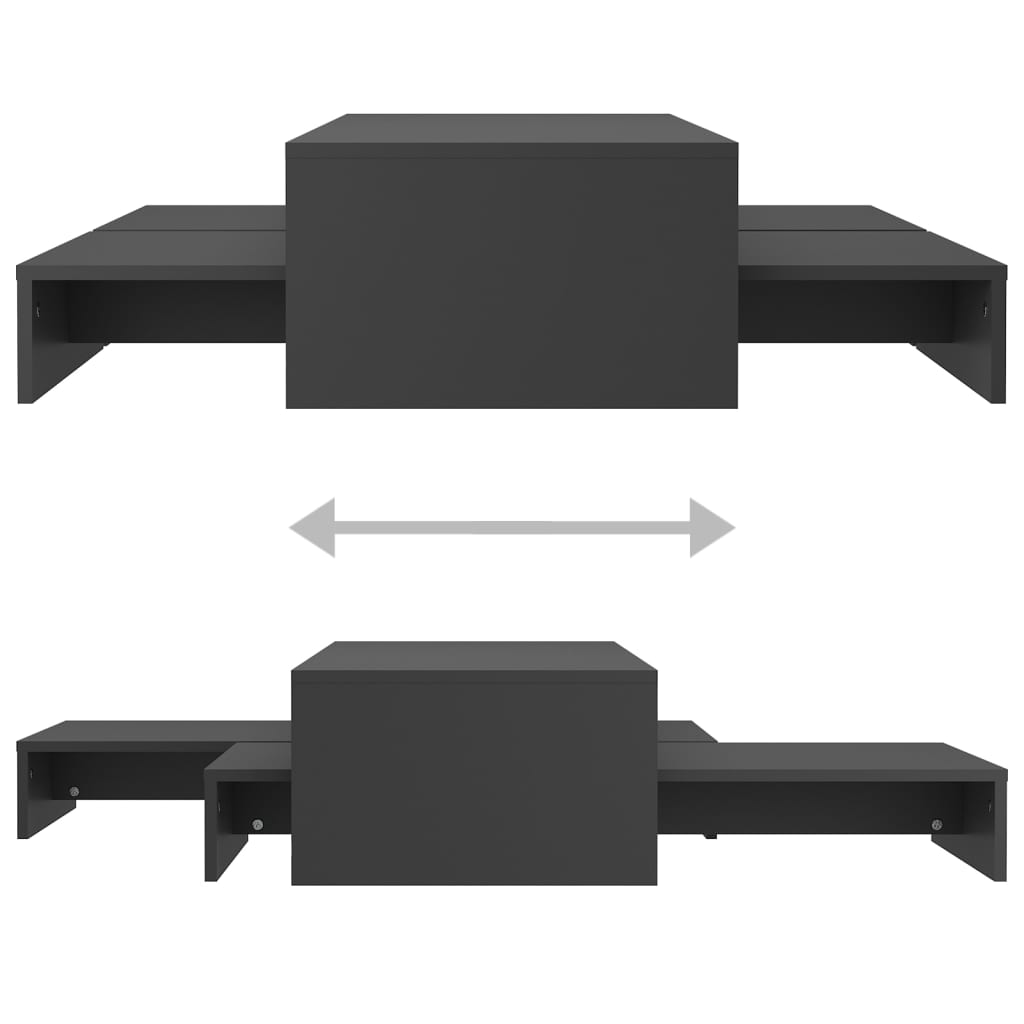 vidaXL Conj. mesas de centro 100x100x26,5 cm contraplacado cinzento