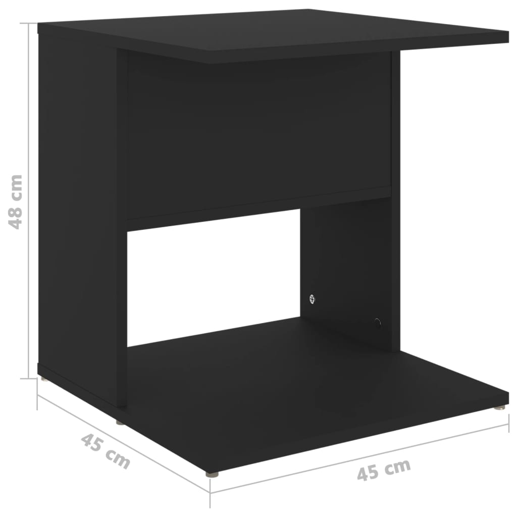 vidaXL Mesa de apoio 45x45x48 cm contraplacado preto