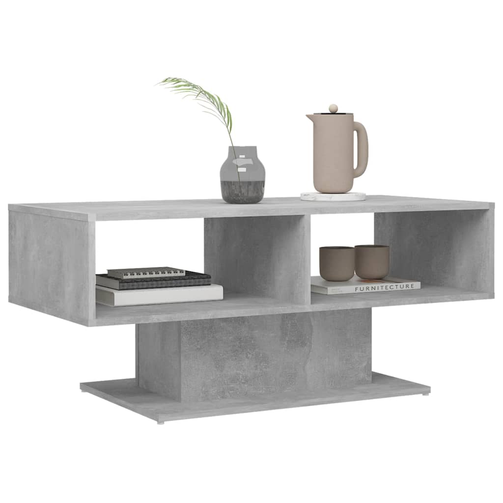 vidaXL Mesa de centro 103,5x50x44,5 cm contraplacado cinzento cimento