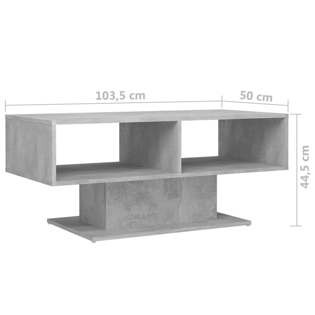 vidaXL Mesa de centro 103,5x50x44,5 cm contraplacado cinzento cimento