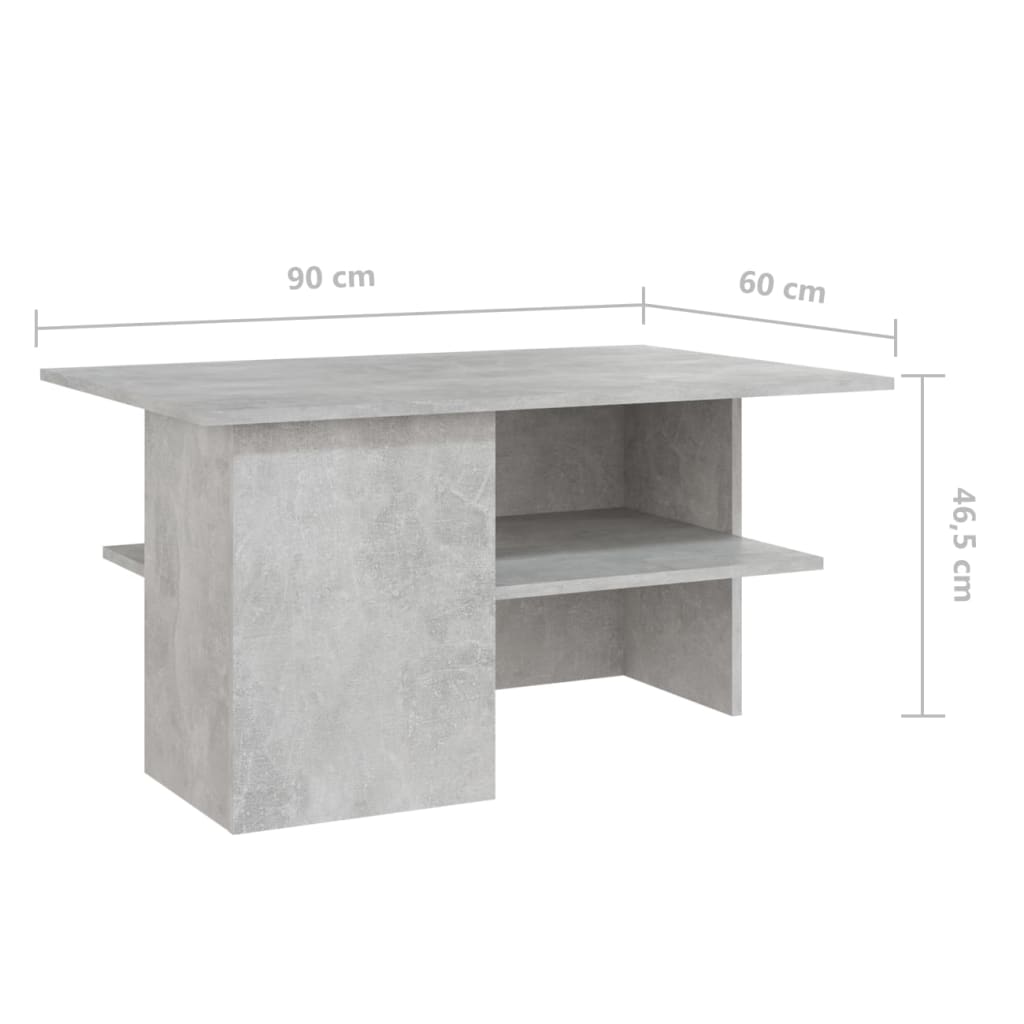 vidaXL Mesa de centro 90x60x46,5 cm contraplacado cinzento cimento