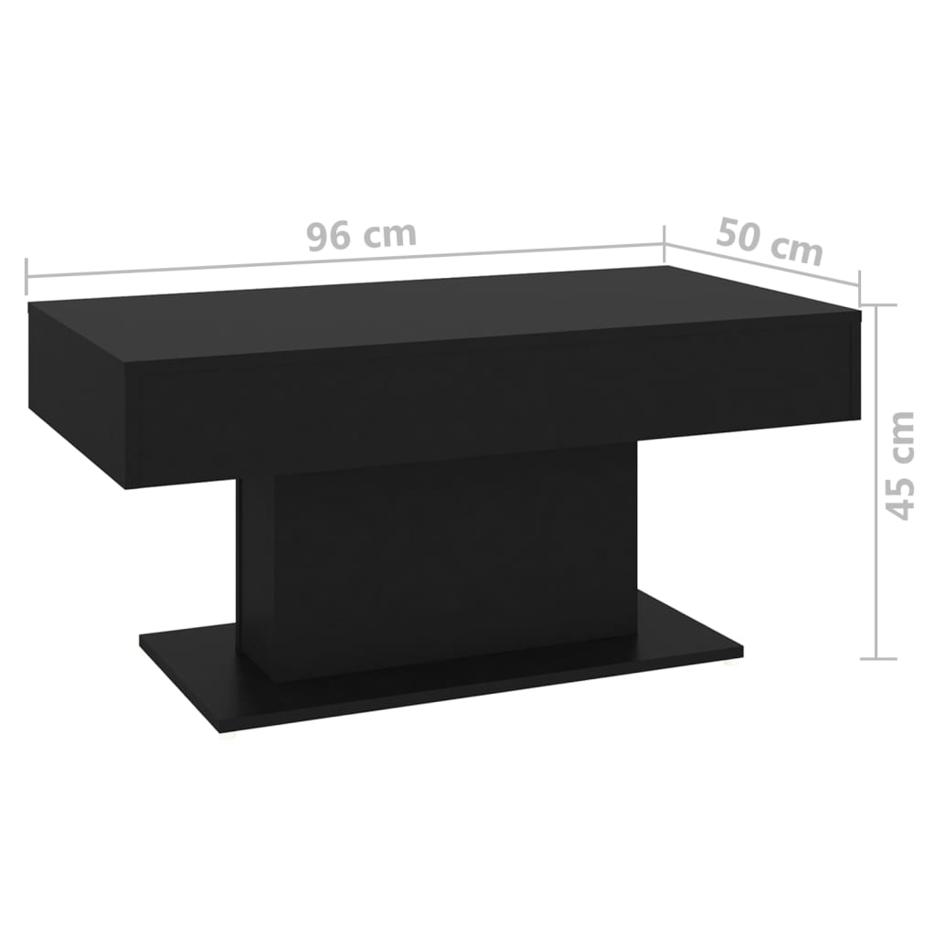 vidaXL Mesa de centro 96x50x45 cm contraplacado preto