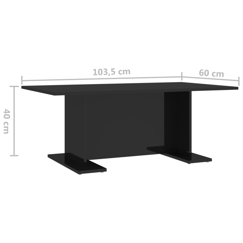 vidaXL Mesa de centro 103,5x60x40 cm contraplacado preto brilhante