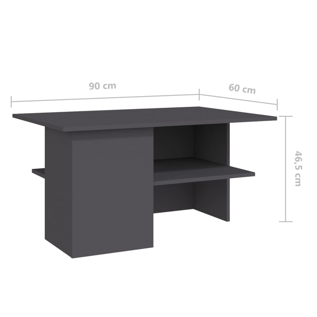 vidaXL Mesa de centro 90x60x46,5 cm contraplacado cinzento