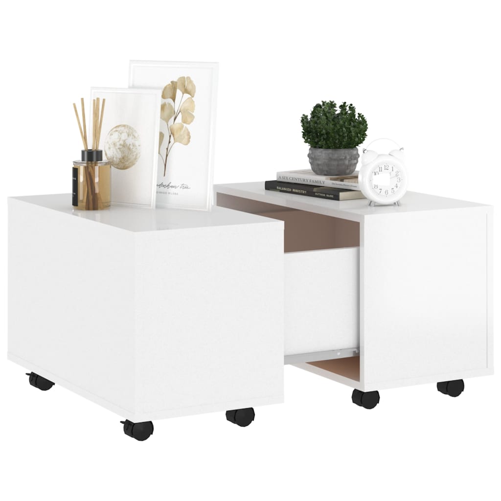 vidaXL Mesa de centro 60x60x38 cm contraplacado branco brilhante