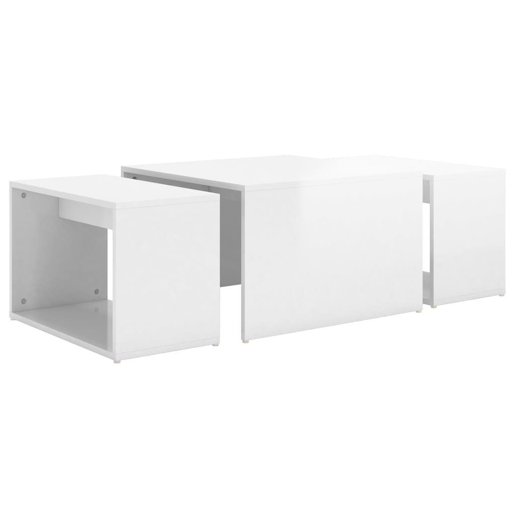 vidaXL 3 pcs conjunto de mesas de centro 60x60x38 cm branco brilhante