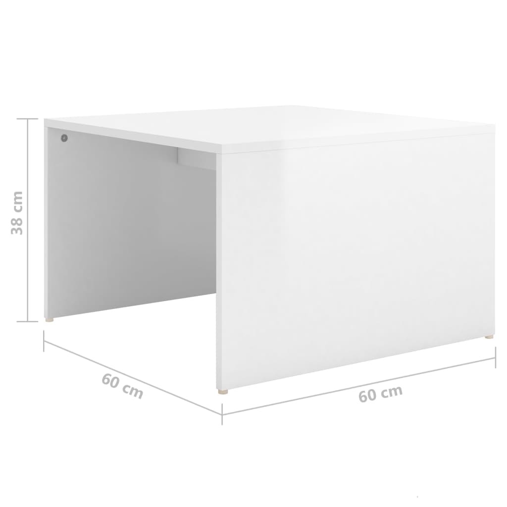 vidaXL 3 pcs conjunto de mesas de centro 60x60x38 cm branco brilhante