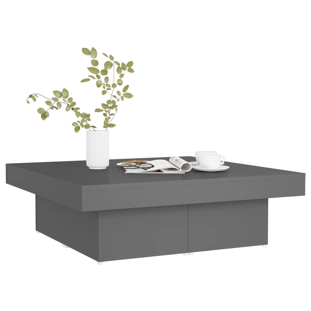 vidaXL Mesa de centro 90x90x28 cm contraplacado cinzento