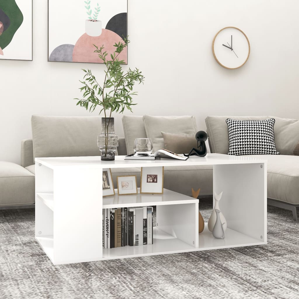 vidaXL Mesa de centro 100x50x40 cm contraplacado branco