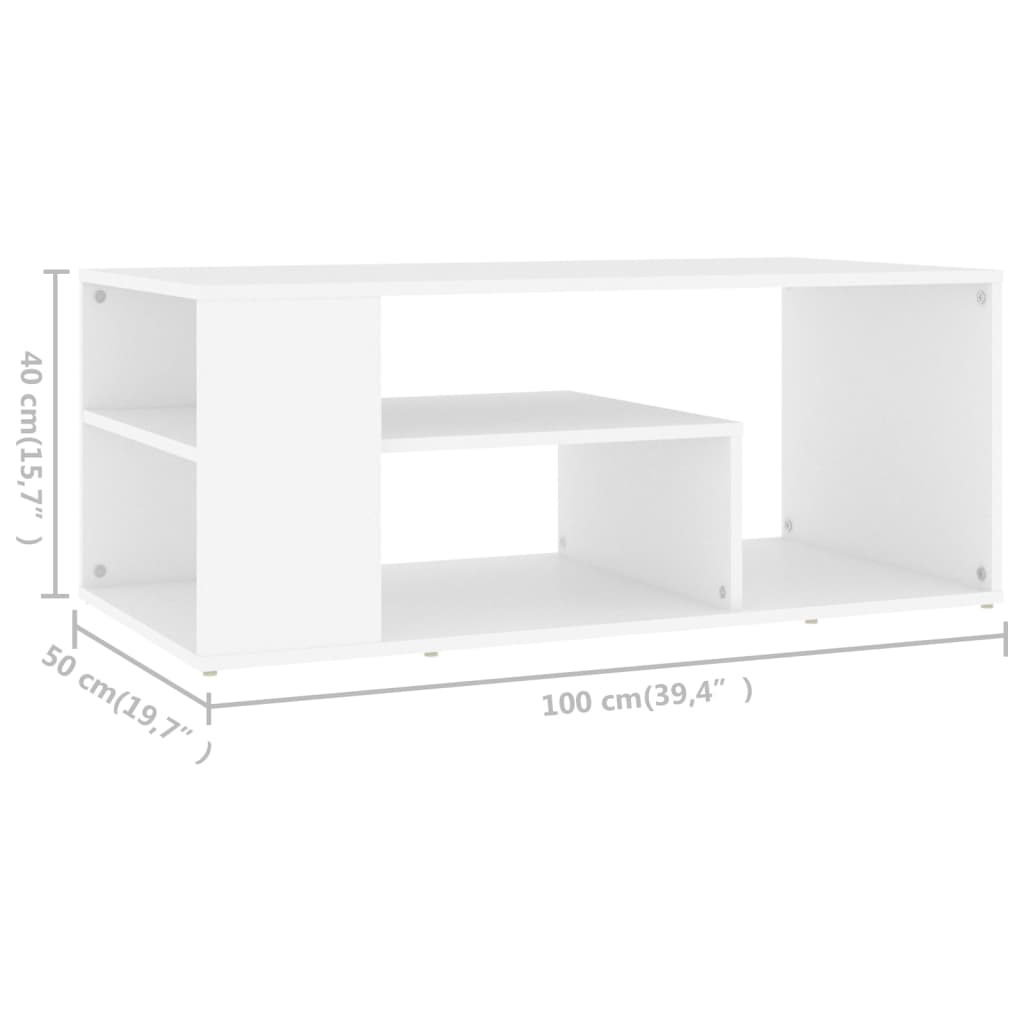 vidaXL Mesa de centro 100x50x40 cm contraplacado branco