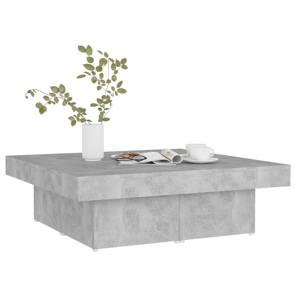 vidaXL Mesa de centro 90x90x28 cm contraplacado cinzento cimento