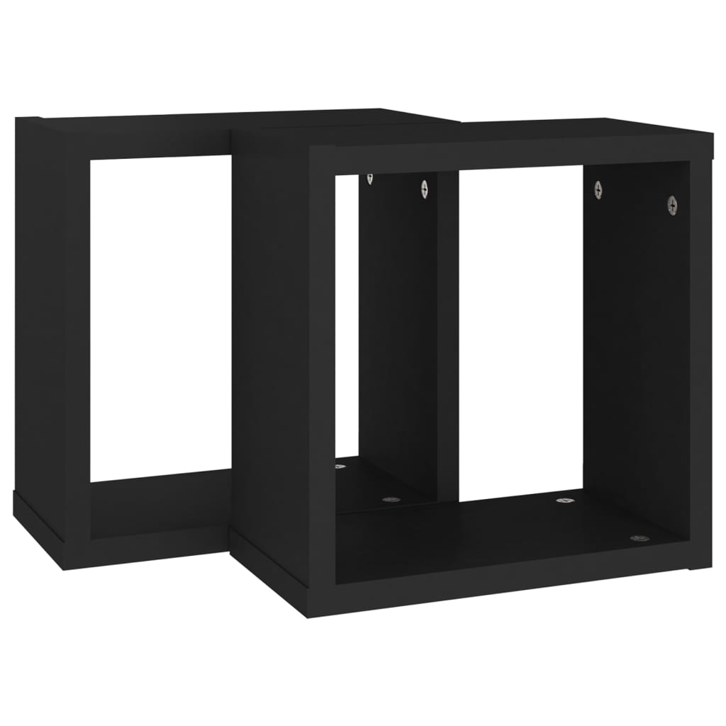 vidaXL Prateleiras de parede em forma de cubo 2 pcs 30x15x30 cm preto