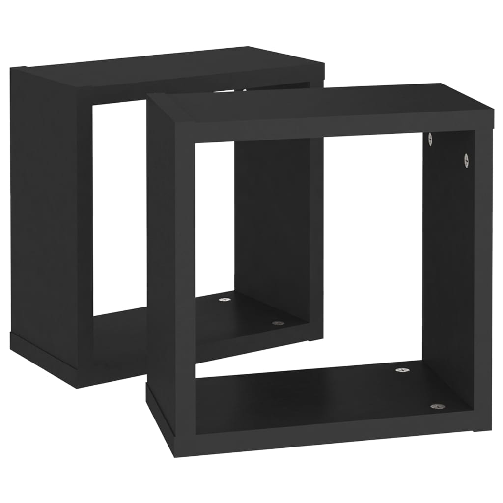 vidaXL Prateleiras de parede em forma de cubo 2 pcs 30x15x30 cm preto