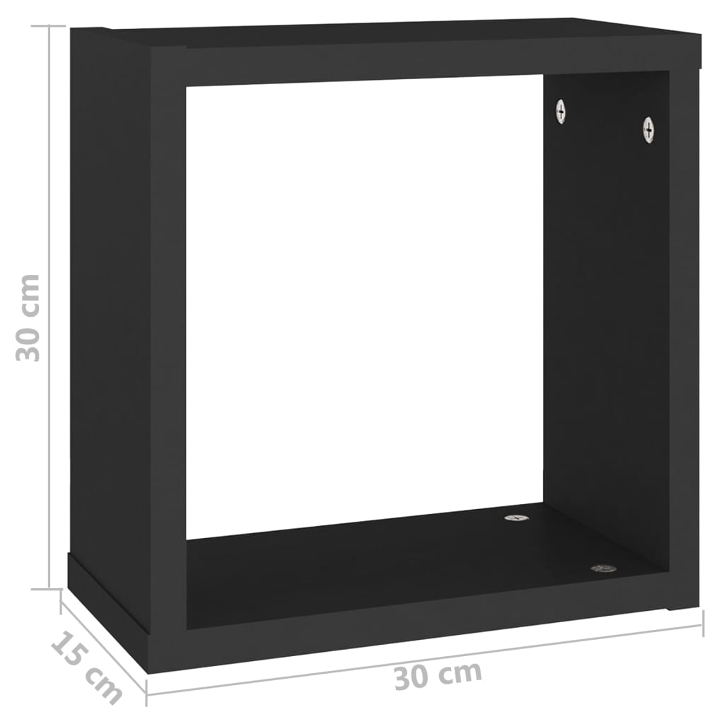 vidaXL Prateleiras de parede em forma de cubo 2 pcs 30x15x30 cm preto