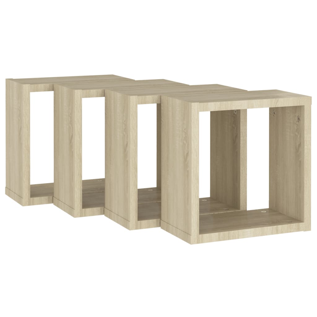 vidaXL Prateleiras de parede em forma de cubo 4 pcs 30x15x30cm sonoma