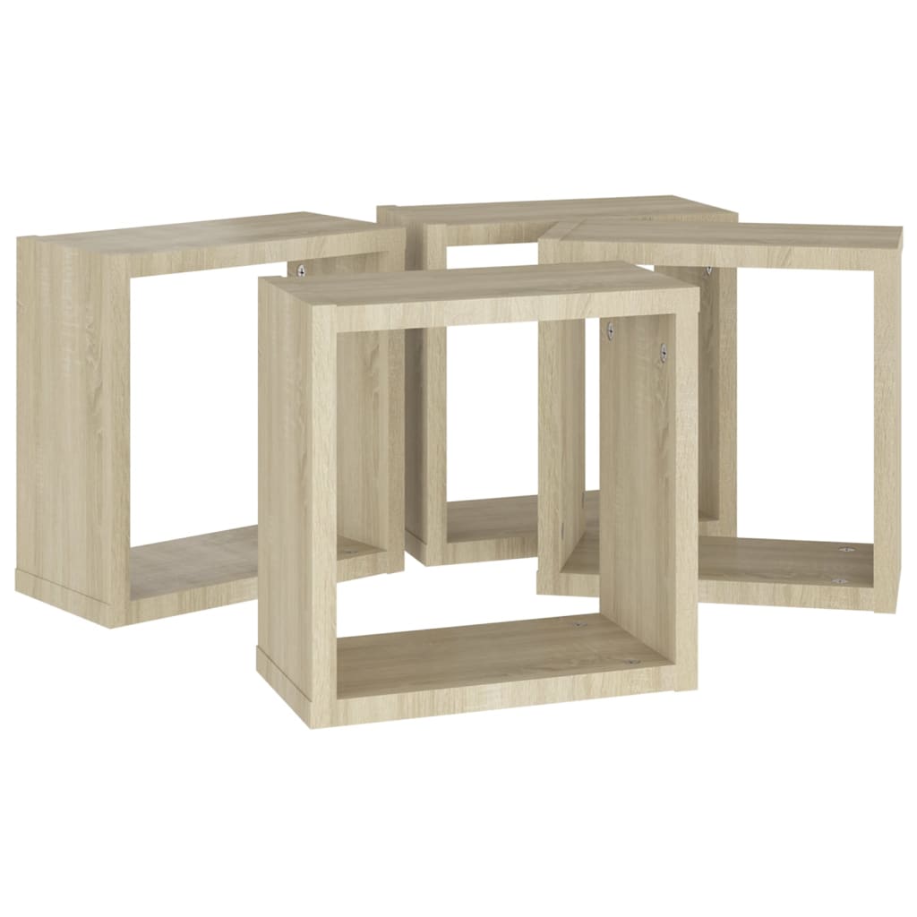 vidaXL Prateleiras de parede em forma de cubo 4 pcs 30x15x30cm sonoma