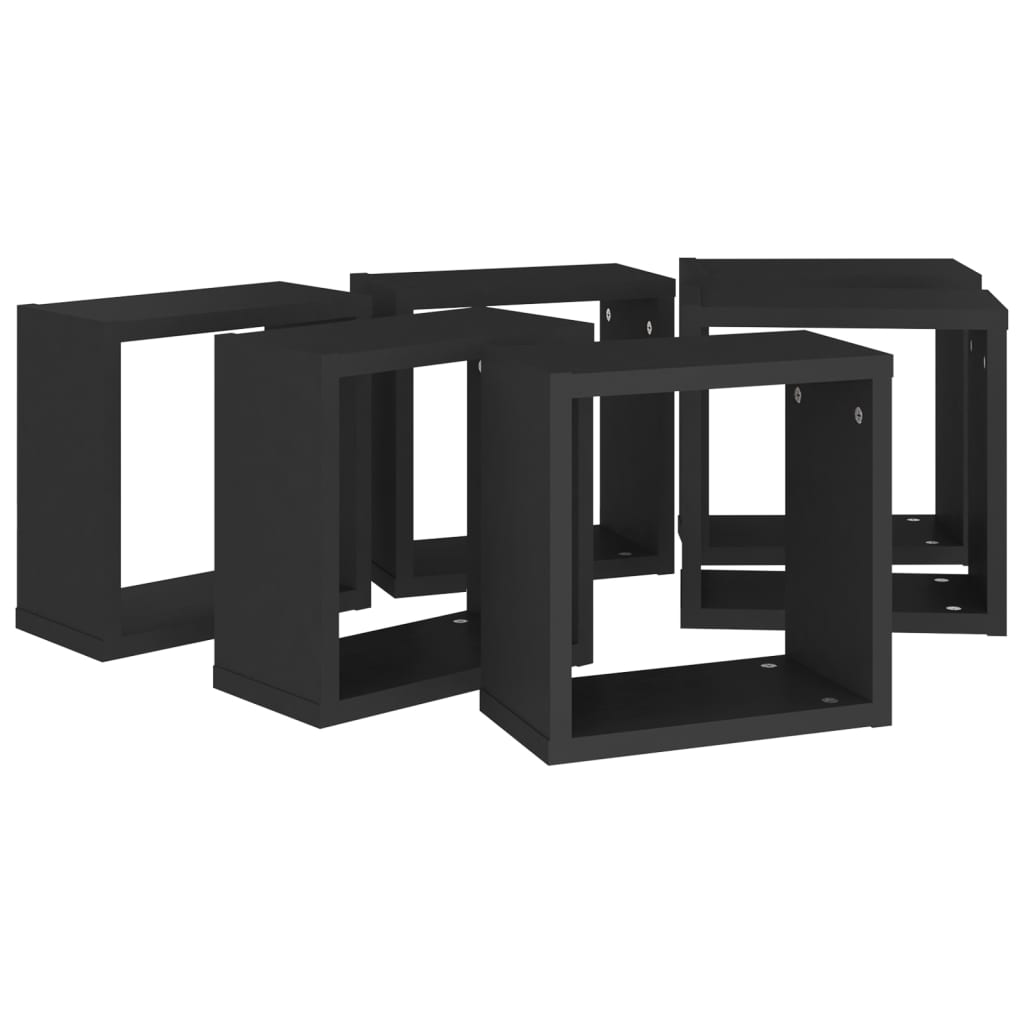 vidaXL Prateleiras de parede em forma de cubo 6 pcs 30x15x30 cm preto