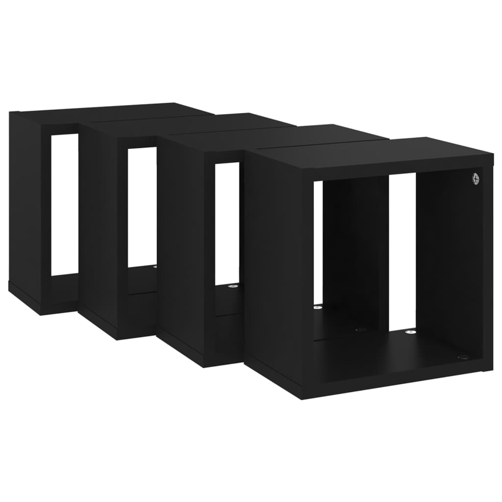 vidaXL Prateleiras de parede em forma de cubo 4 pcs 26x15x26 cm preto