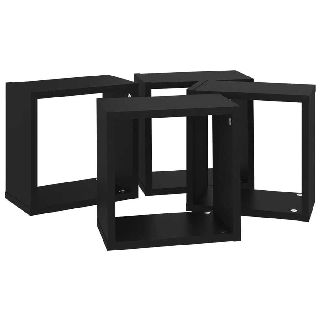 vidaXL Prateleiras de parede em forma de cubo 4 pcs 26x15x26 cm preto