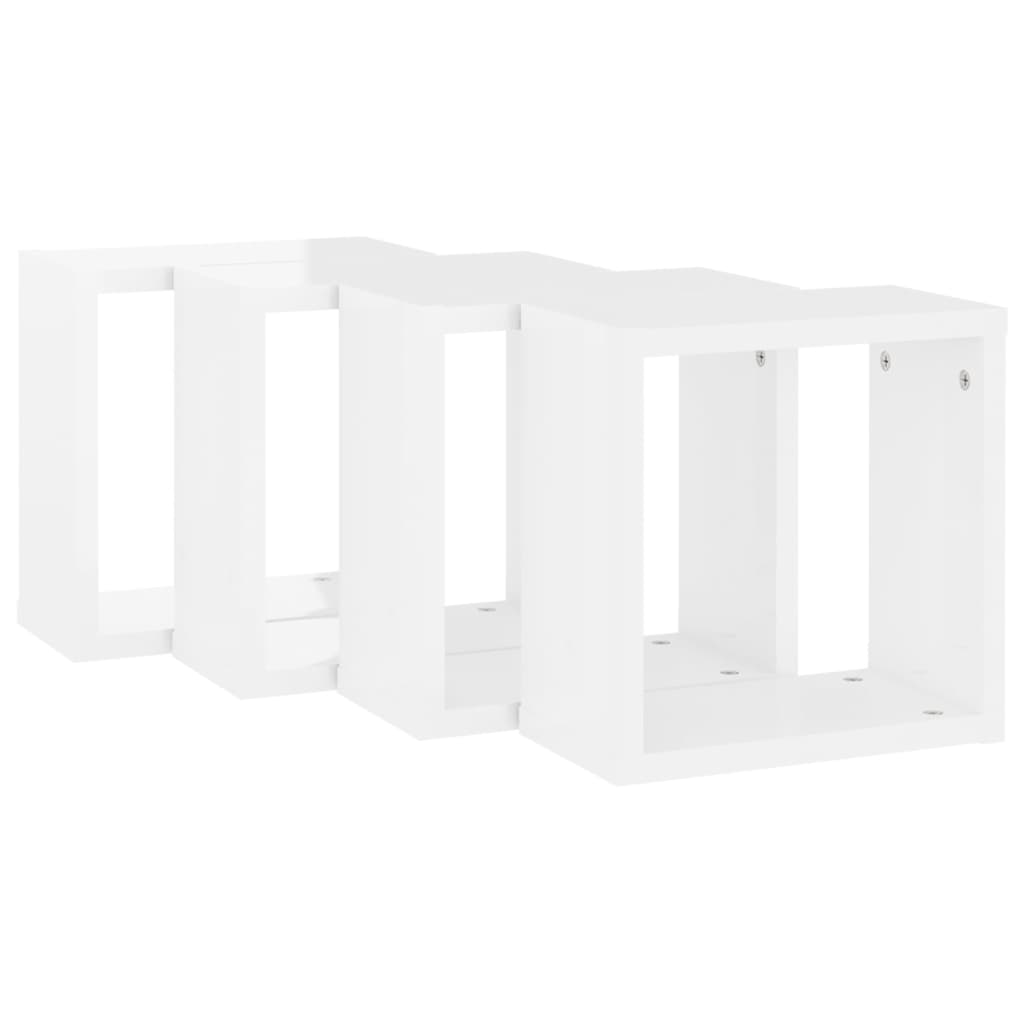 vidaXL Prateleiras parede forma de cubo 4 pcs 30x15x30cm branco brilh.