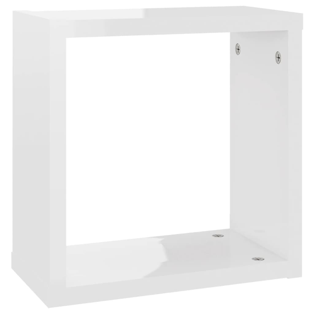 vidaXL Prateleiras parede forma de cubo 4 pcs 30x15x30cm branco brilh.